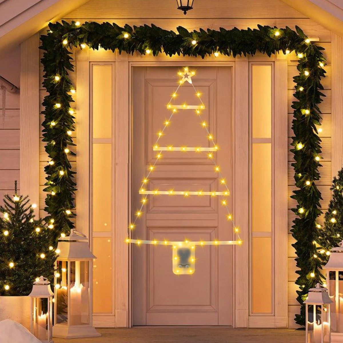 Christmas Tree LED Ladder Light (featuring Santa Claus Climbing)