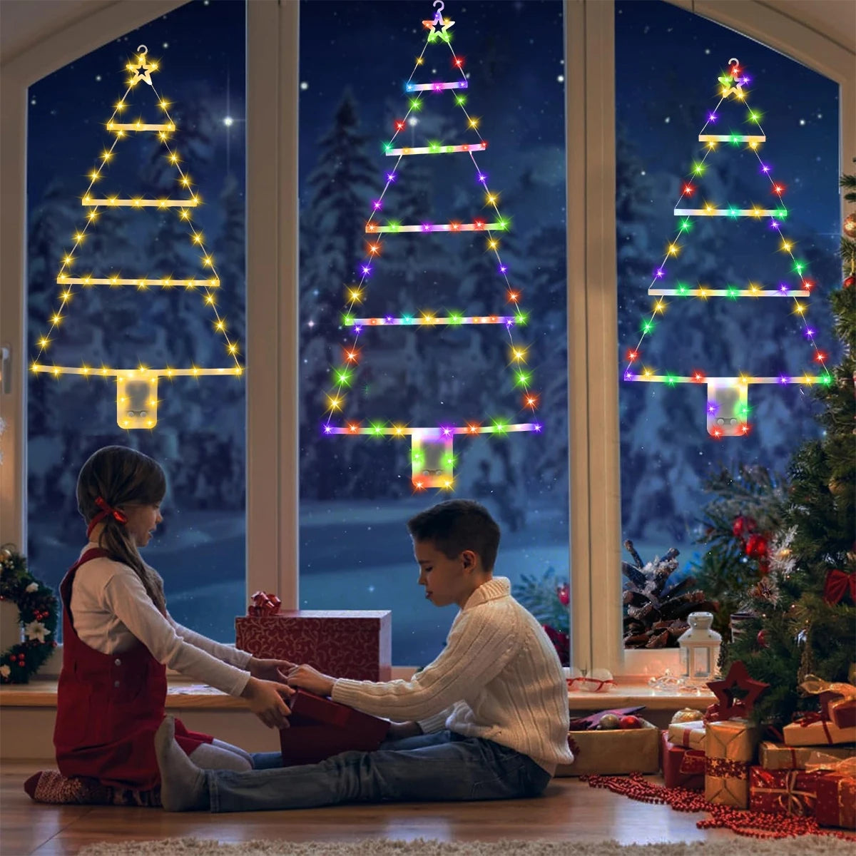 Christmas Tree LED Ladder Light (featuring Santa Claus Climbing)