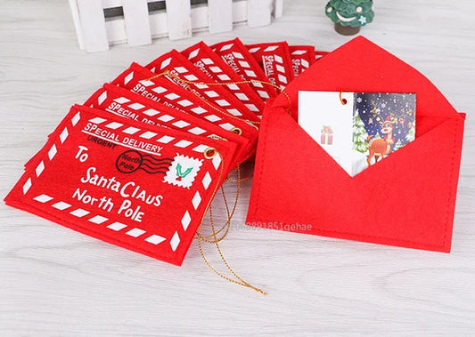 Santa Claus Felt Letter Envelopes Xmas Tree Hanging Ornaments Xmas Candy Gifts Bag Holder Christmas New Year Party Decor Gifts