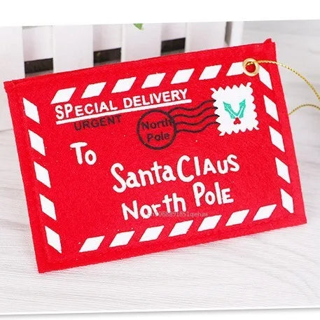 Santa Claus Felt Letter Envelopes Xmas Tree Hanging Ornaments Xmas Candy Gifts Bag Holder Christmas New Year Party Decor Gifts