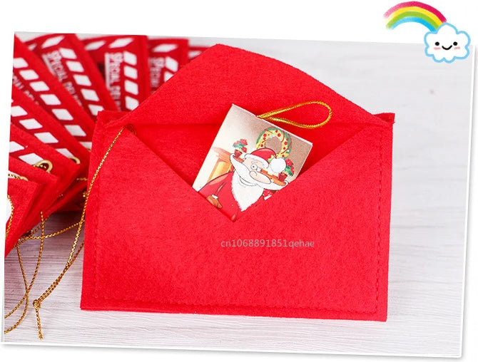 Santa Claus Felt Letter Envelopes Xmas Tree Hanging Ornaments Xmas Candy Gifts Bag Holder Christmas New Year Party Decor Gifts